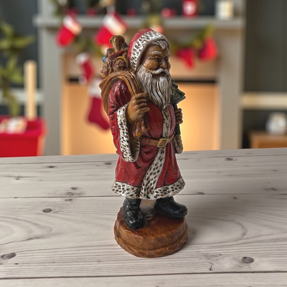 Vtg‎ Santa Claus Figurine Christmas Tree & Toys Holiday Decor Shelf Sitter